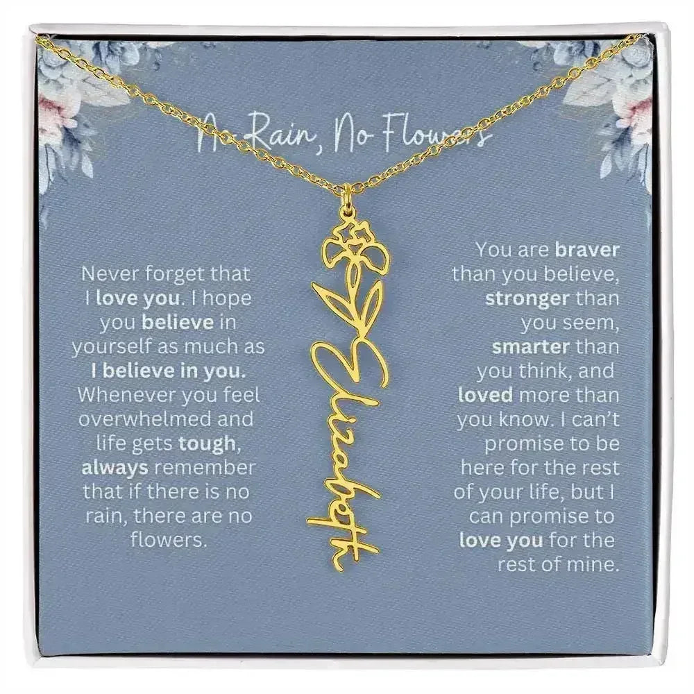 No Rain - No Flowers | Birth Necklace | Name Necklace | Custom Gift from Dad to Daughter and Bonus Daughter - Femstylo