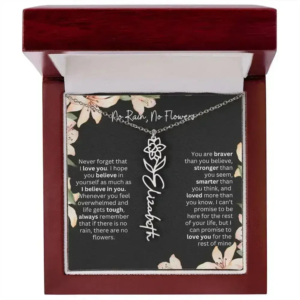 To My Beautiful Daughter Necklace I Birth Flower Necklace With Name I No Rain - No Flowers - Femstylo