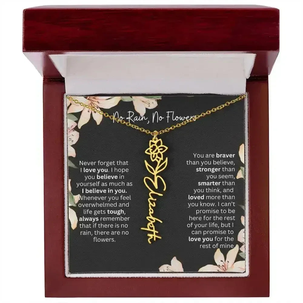 To My Beautiful Daughter Necklace I Birth Flower Necklace With Name I No Rain - No Flowers - Femstylo