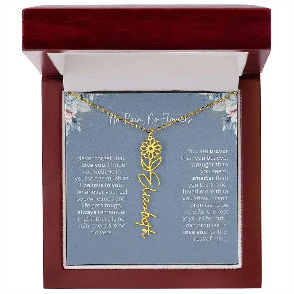 No Rain - No Flowers | Birth Necklace | Name Necklace | Custom Gift from Dad to Daughter and Bonus Daughter - Femstylo
