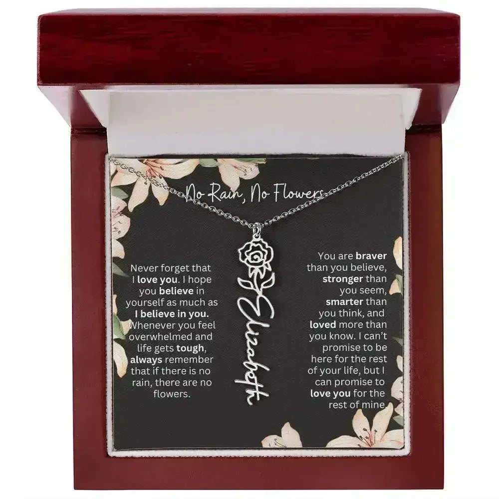 To My Beautiful Daughter Necklace I Birth Flower Necklace With Name I No Rain - No Flowers - Femstylo