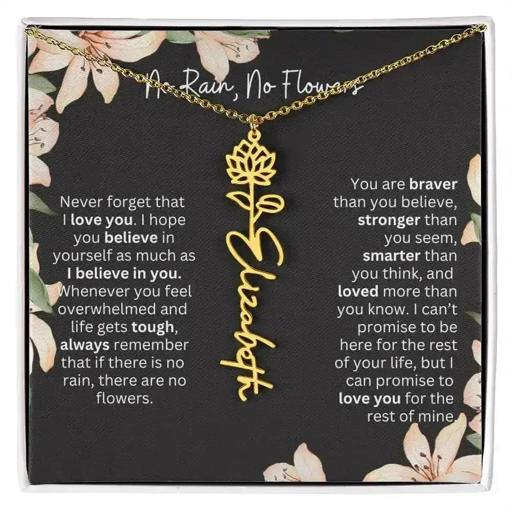 To My Beautiful Daughter Necklace I Birth Flower Necklace With Name I No Rain - No Flowers - Femstylo
