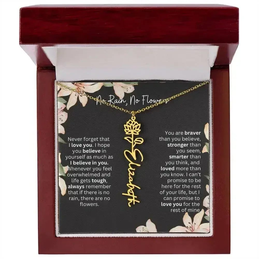 To My Daughter Necklace I Birth Flower Necklace With Name I No Rain - No Flowers - Femstylo