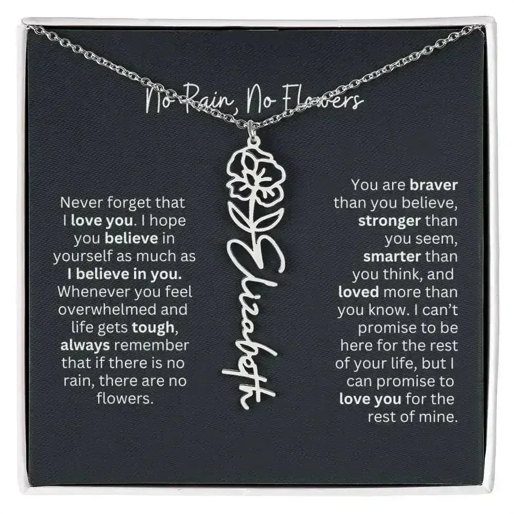 No Rain - No Flowers I Birth Necklace I Name Necklace - Femstylo