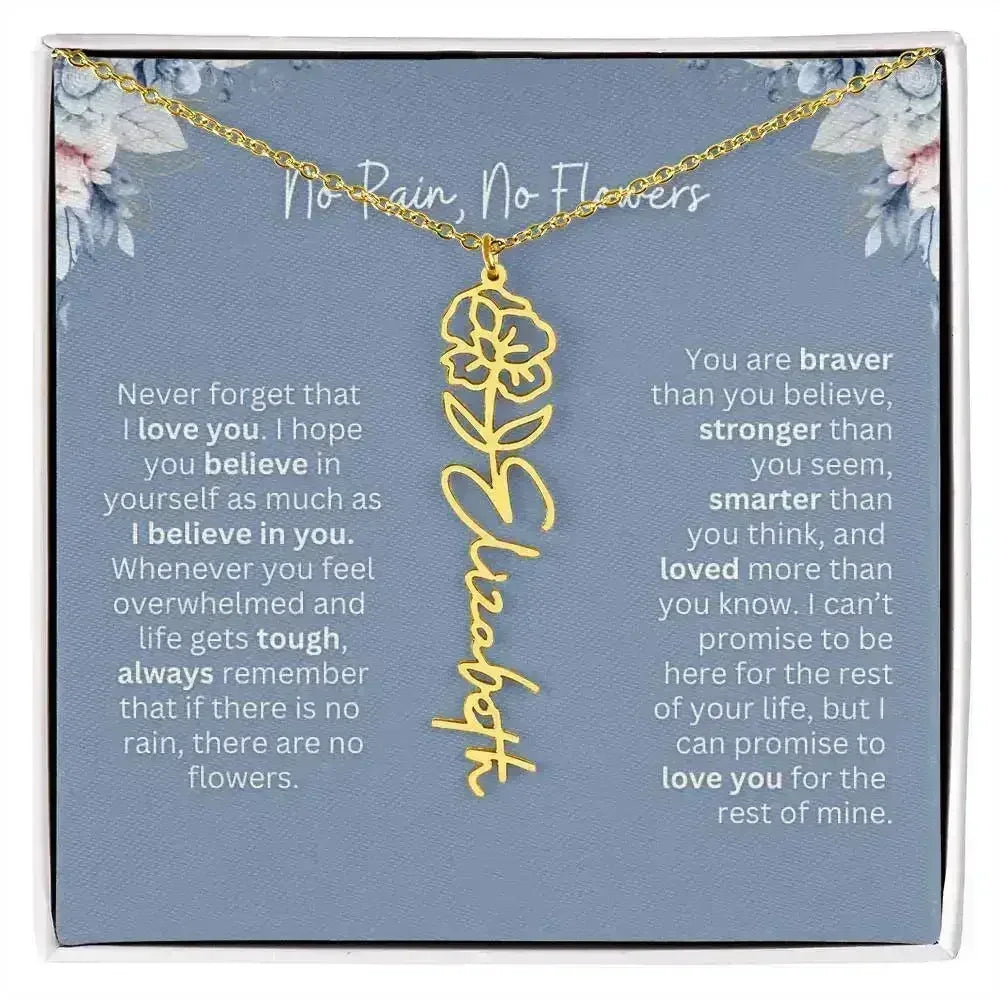 No Rain - No Flowers | Birth Necklace | Name Necklace | Custom Gift from Dad to Daughter and Bonus Daughter - Femstylo