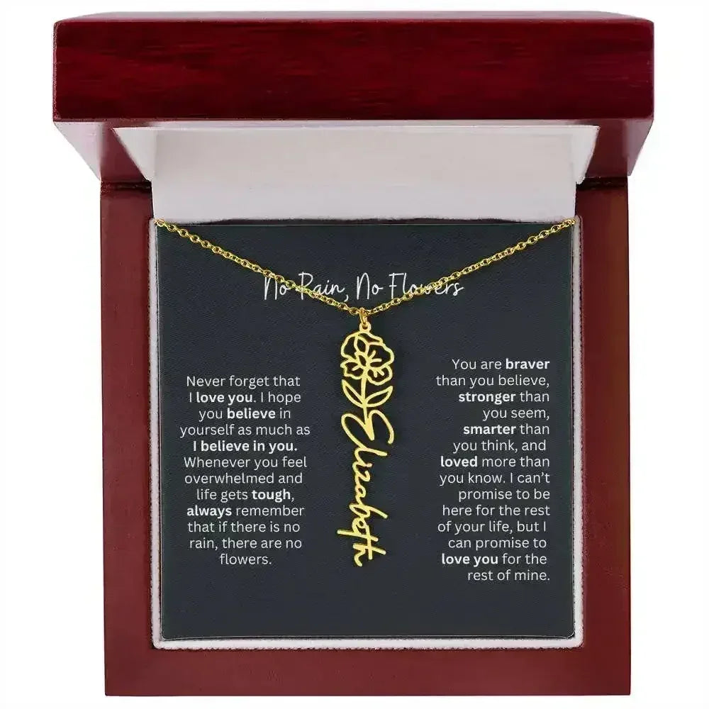 No Rain - No Flowers I Birth Necklace I Name Necklace - Femstylo