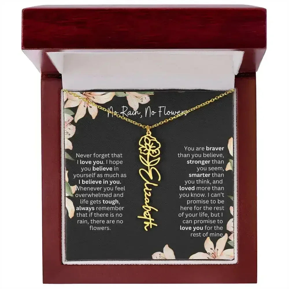 To My Beautiful Daughter Necklace I Birth Flower Necklace With Name I No Rain - No Flowers - Femstylo