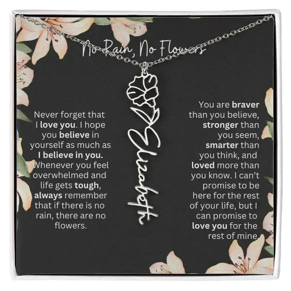 To My Beautiful Daughter Necklace I Birth Flower Necklace With Name I No Rain - No Flowers - Femstylo