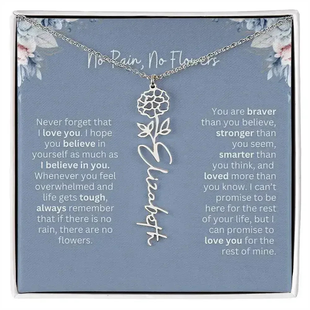 No Rain - No Flowers | Birth Necklace | Name Necklace | Custom Gift from Dad to Daughter and Bonus Daughter - Femstylo