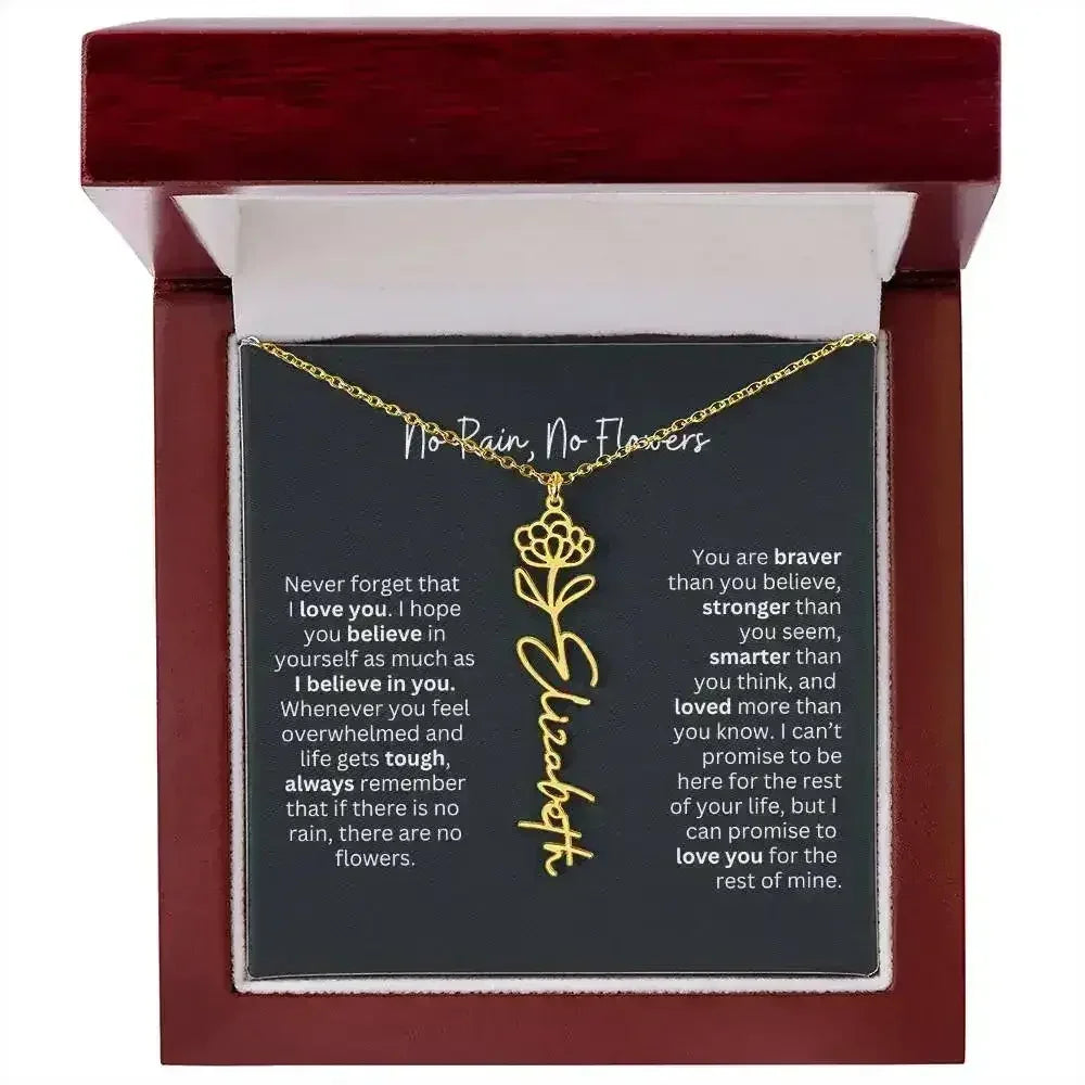 No Rain - No Flowers I Birth Necklace I Name Necklace - Femstylo