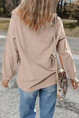 Apricot Football Graphic Drop Shoulder Game Day Corded Sweatshirt - Femstylo