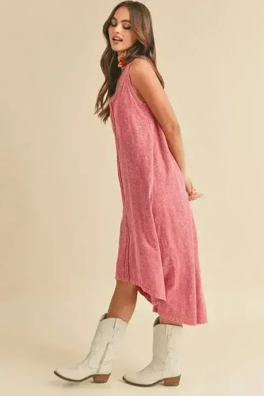 Aemi + Co High-Low Hem Scoop Neck Midi Tank Dress - Femstylo