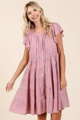 Mittoshop Lace Detail Ruffled Button Down Tiered Dress - Femstylo