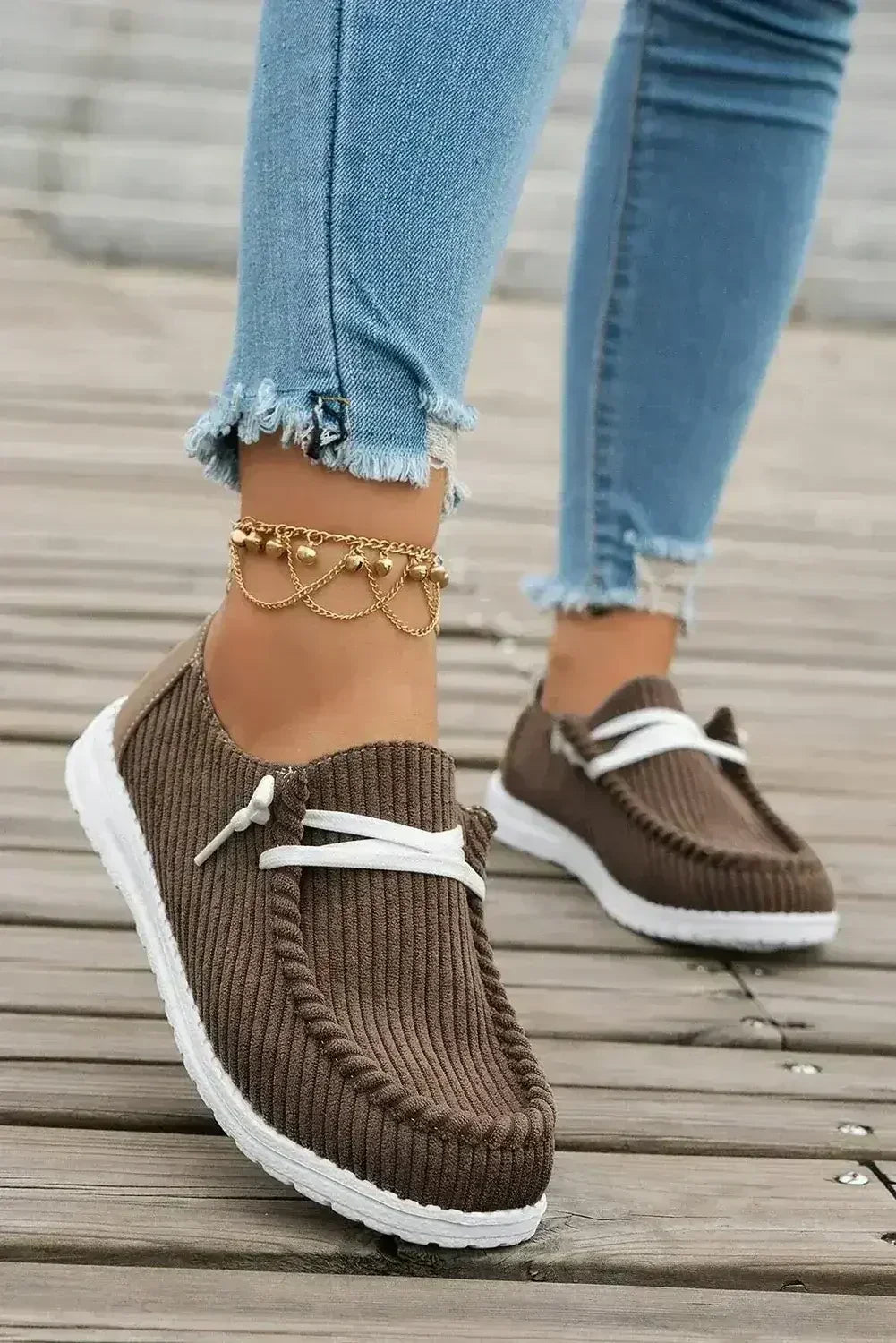 White Lace Up Casual Shoes - Femstylo