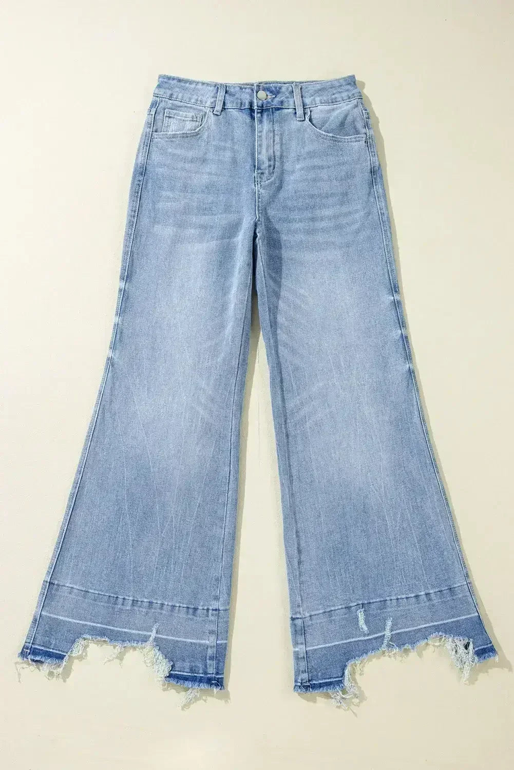Ashleigh Blue Acid Wash Raw Hem High Waist Flared Jeans - Femstylo