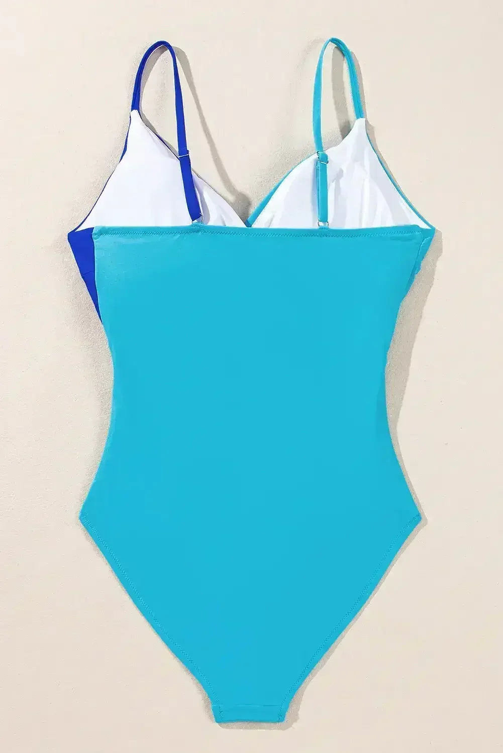 Light Blue Two Tone Colorblock Cutout One Piece Swimsuit - Femstylo