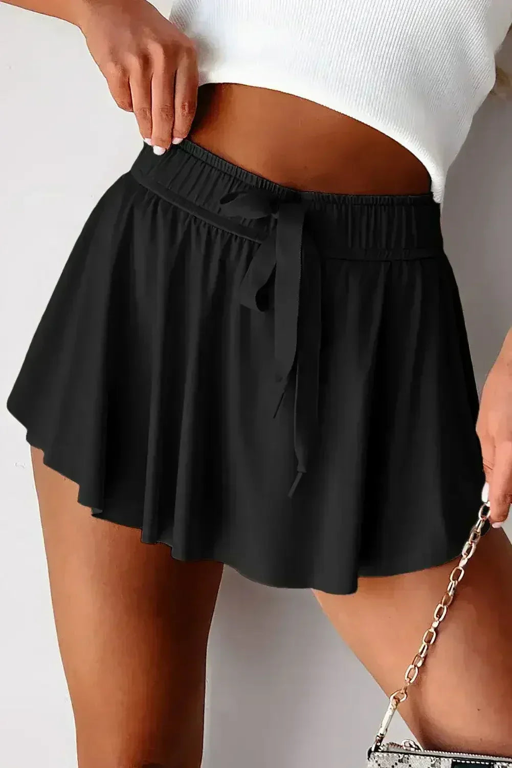 Light Green Drawstring High Waist Lined Tennis Skort - Femstylo