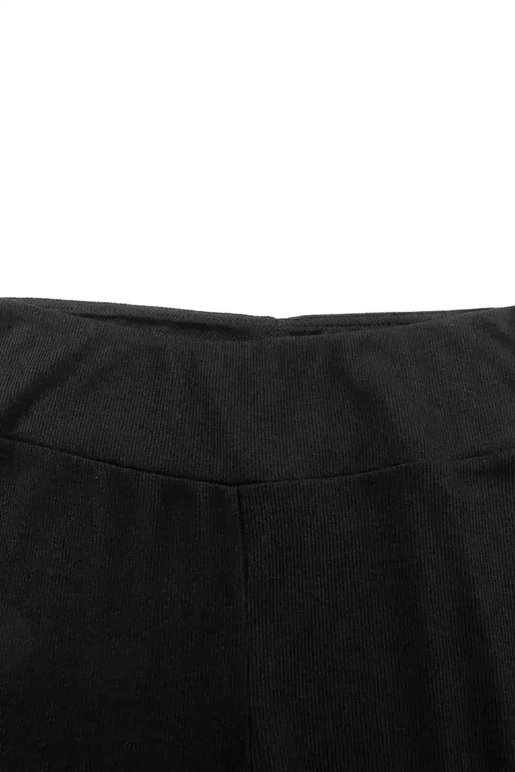 Black Casual Slit Rib Knit High Waisted Leggings - Femstylo
