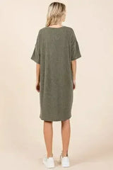 Mittoshop Urban Rib Knit Short Sleeve Tee Dress - Femstylo