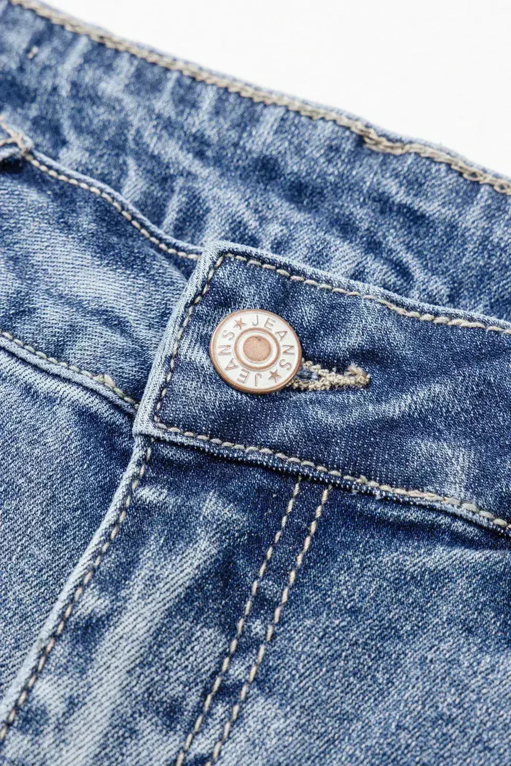 Dusk Blue High Rise Ripped Distressed Hem Flared Jeans - Femstylo