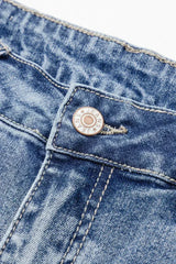 Dusk Blue High Rise Ripped Distressed Hem Flared Jeans - Femstylo