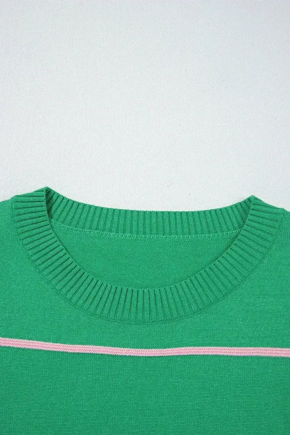 White Striped Half Sleeve Drop Shoulder Sweater - Femstylo