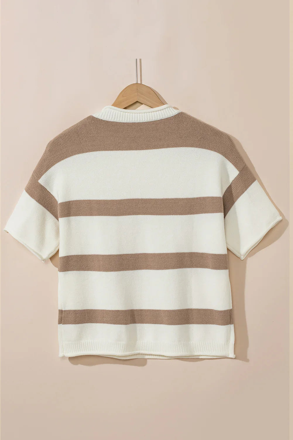 Khaki Striped Drop Shoulder Knitted Top