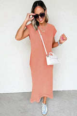 Carrot Mineral Wash Pocketed T-shirt Dress - Femstylo