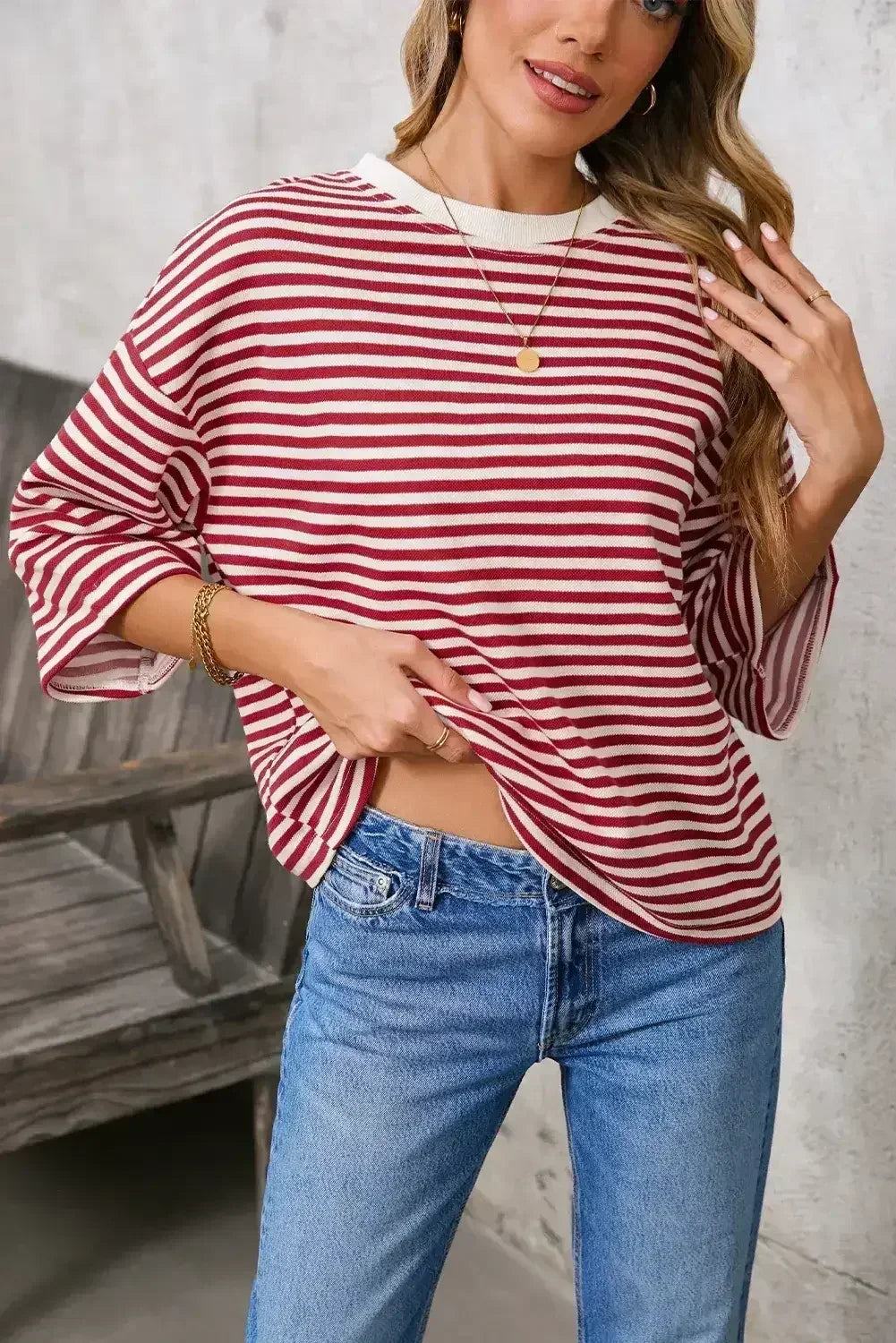 Black Stripe Bowknot Backless T-Shirt - Femstylo