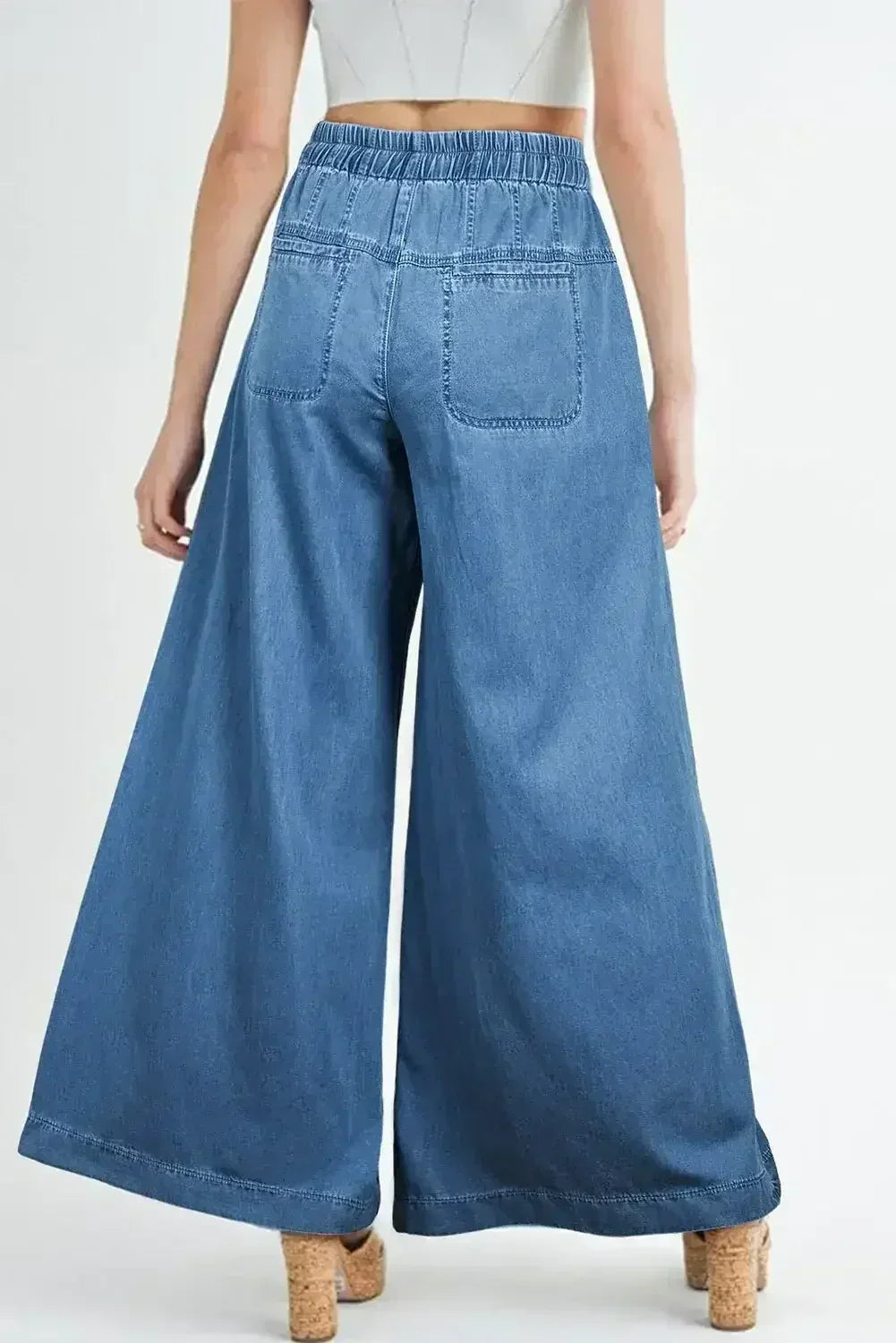 Carbon Grey Mineral Wash Button High Waist Wide Leg Jeans - Femstylo