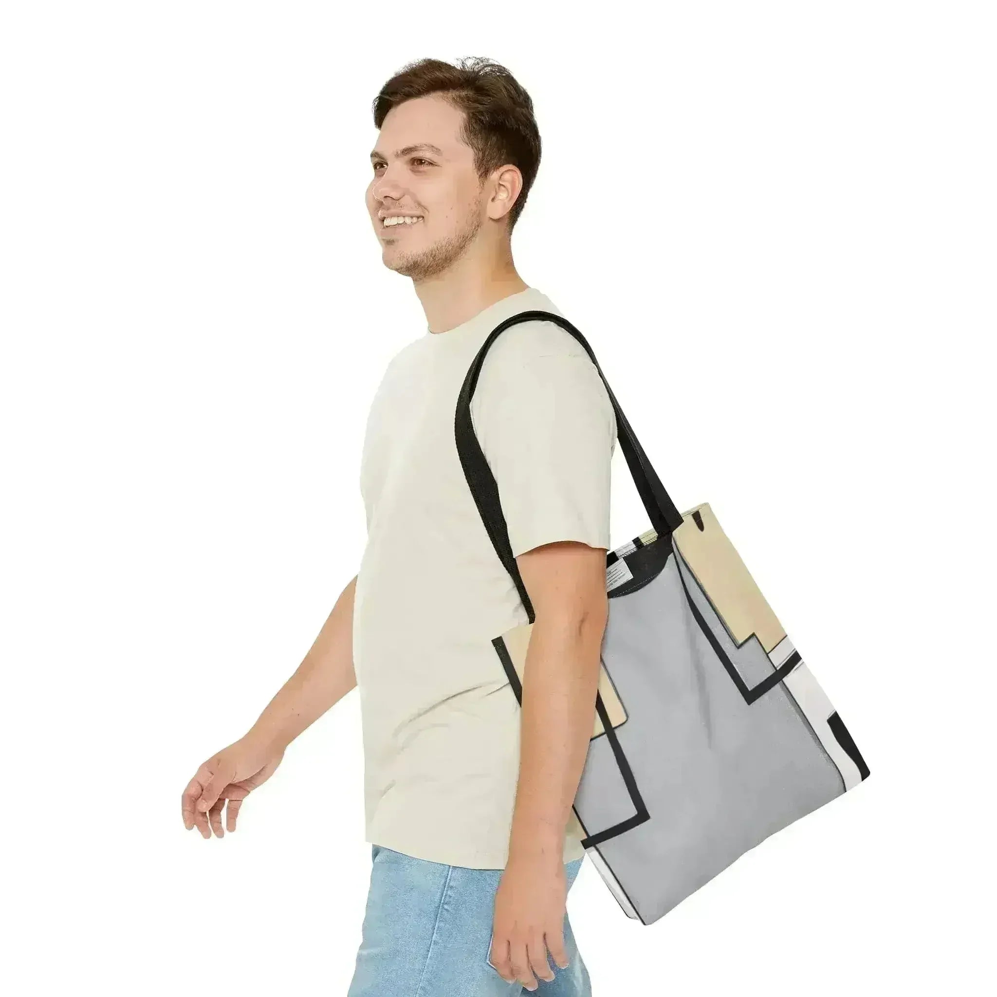 Large Tote Bag Black Grey Abstract Pattern - Femstylo