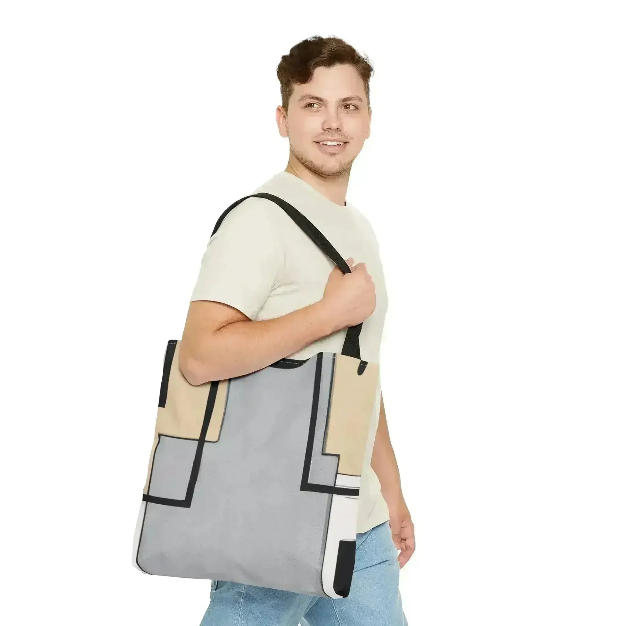 Large Tote Bag Black Grey Abstract Pattern - Femstylo