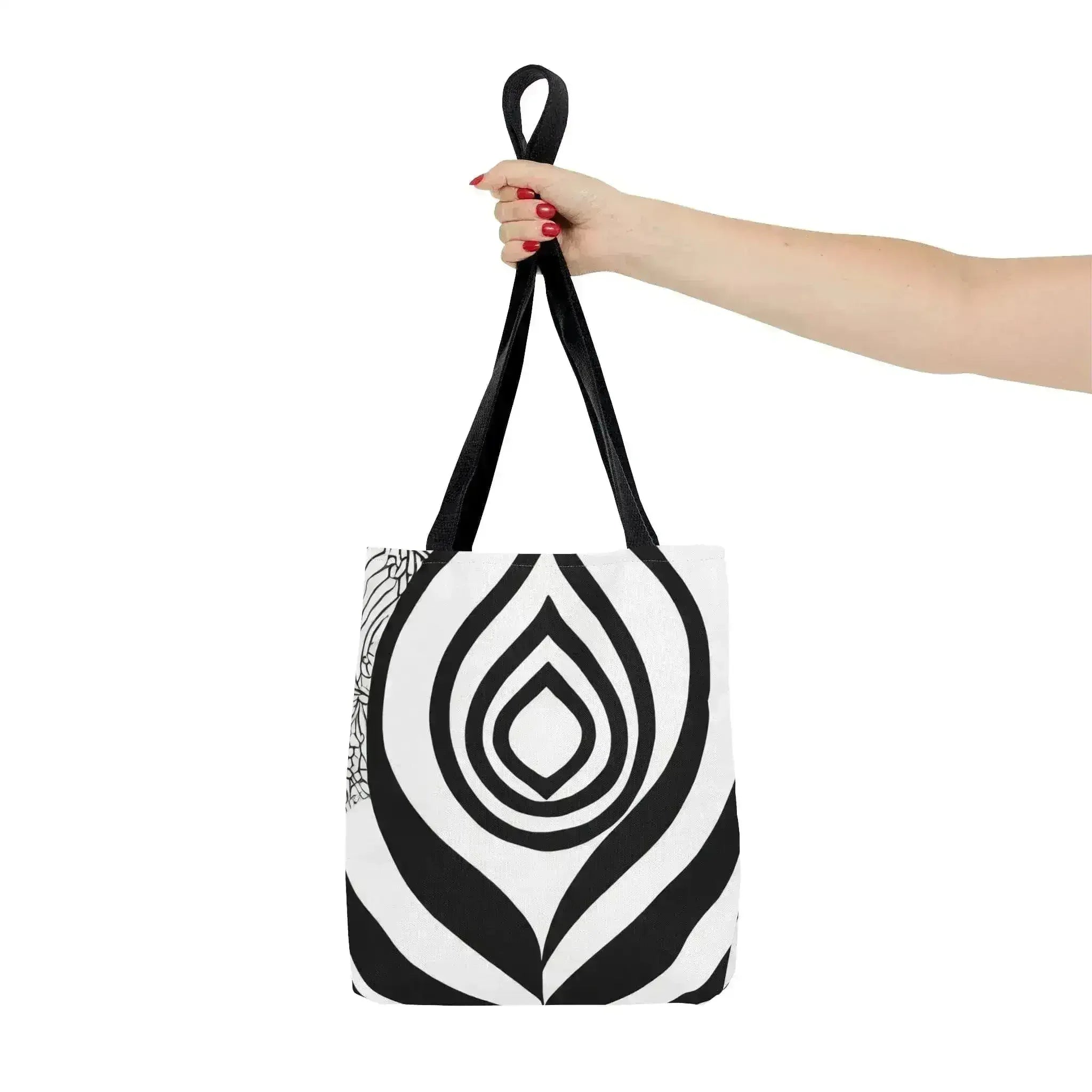 Large Tote Bag Floral Black Line Art Print 60110 - Femstylo