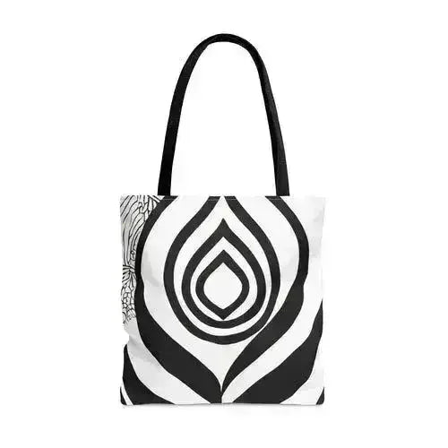 Large Tote Bag Floral Black Line Art Print 60110 - Femstylo