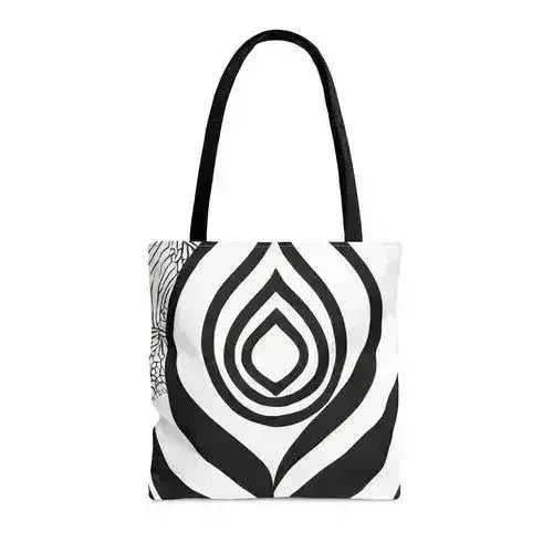 Large Tote Bag Floral Black Line Art Print 60110 - Femstylo