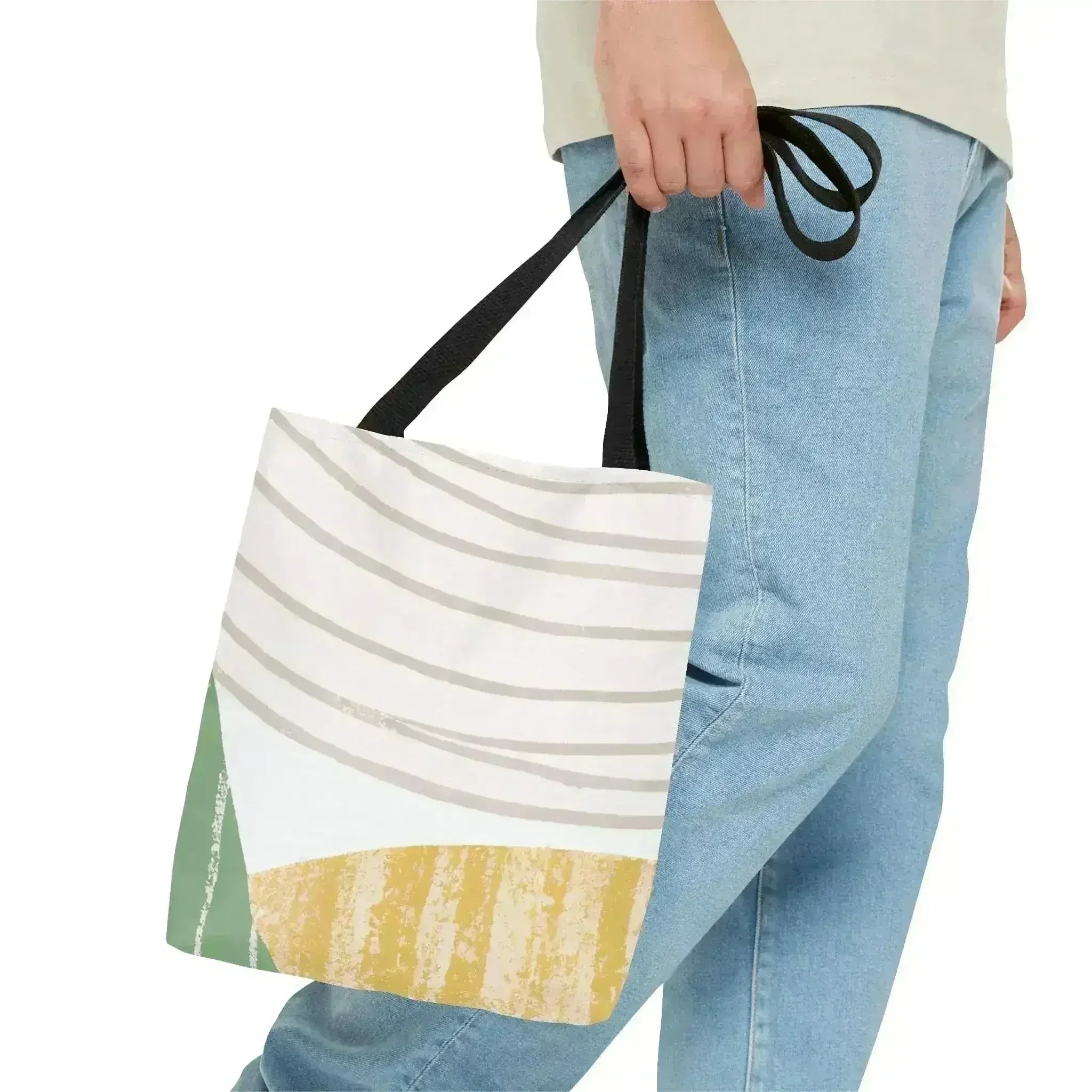 Large Tote Bag Green Textured Boho Pattern - Femstylo