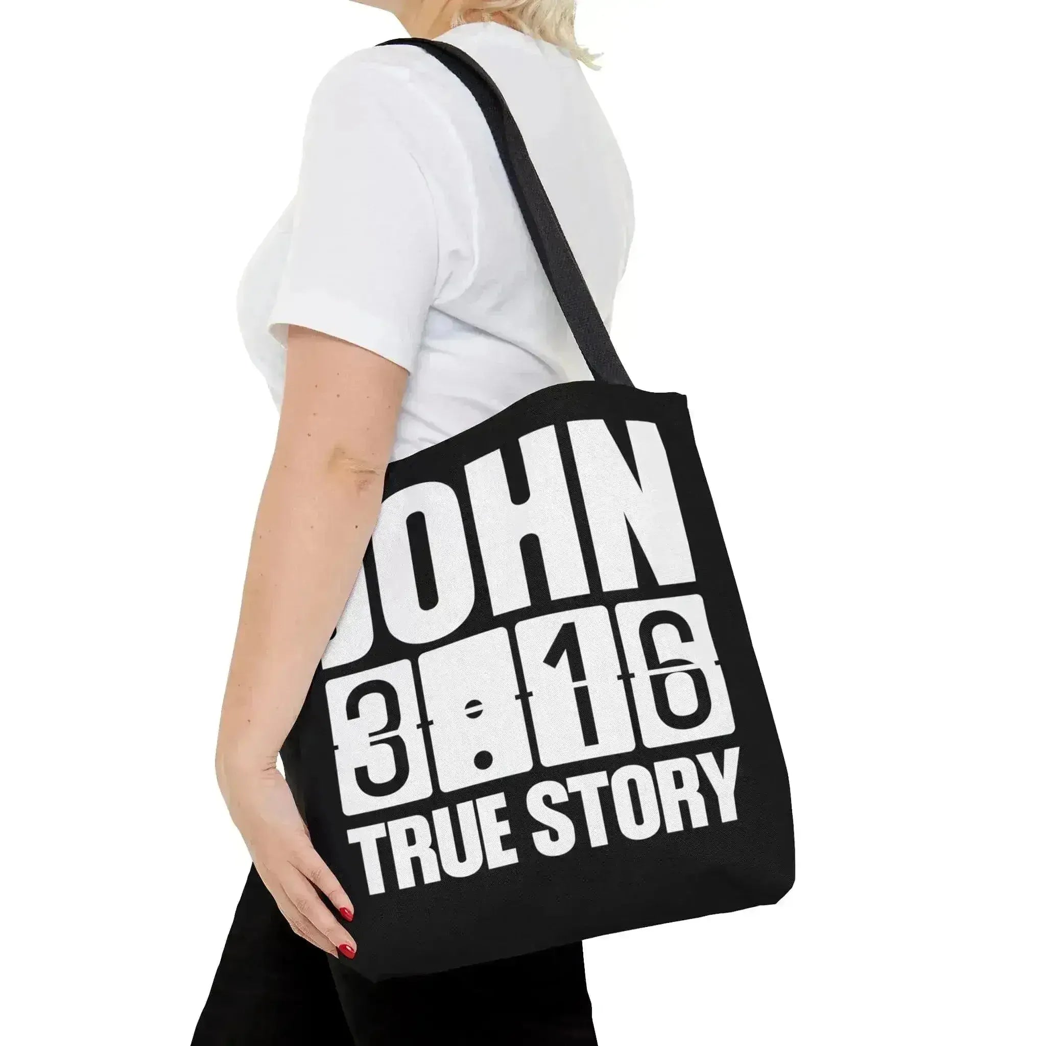 Large Tote Bag John 3:16 True Story - Scripture Inspiration - Femstylo