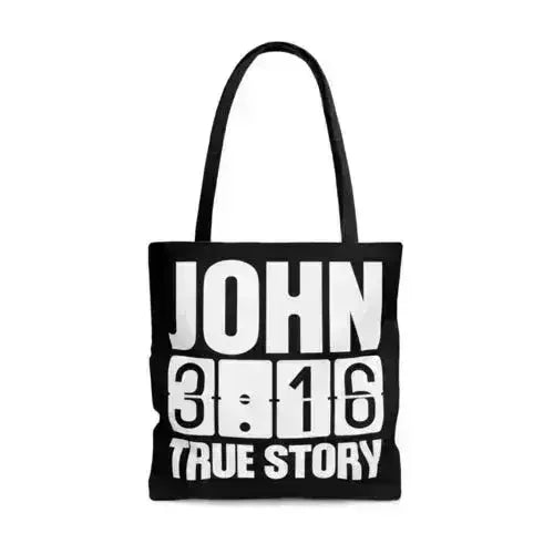 Large Tote Bag John 3:16 True Story - Scripture Inspiration - Femstylo