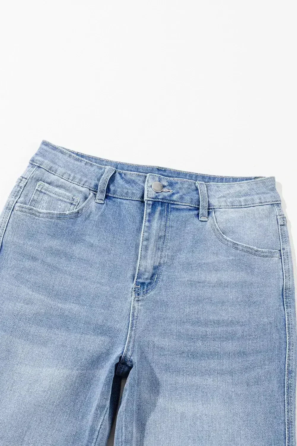 Ashleigh Blue Acid Wash Raw Hem High Waist Flared Jeans - Femstylo