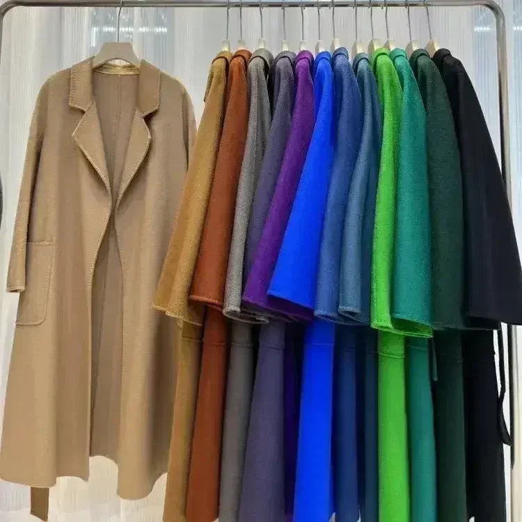 Water Ripple Cashmere Women's Long Reversible Coat – Luxury & - Femstylo