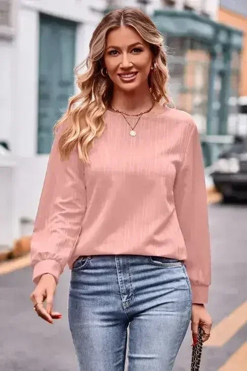 Round Neck Long Sleeve Tee - Femstylo