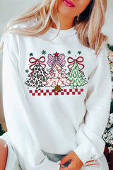 White Christmas Tree Graphic Heat Transfer Printing Holiday Sweatshirt