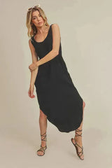 Aemi + Co Cotton Midi Dress – Pockets & Breathable Comfort