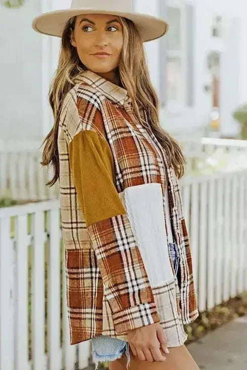 Plaid Pocket Shirt Jacket - Femstylo