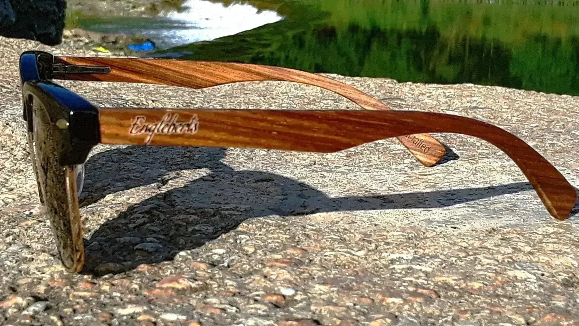 Real Walnut Wood Club Style Sunglasses With Bamboo Case, Polarized - Femstylo
