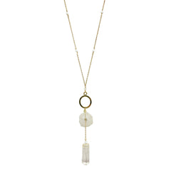 Solar Quartz + Crystal Y Necklace