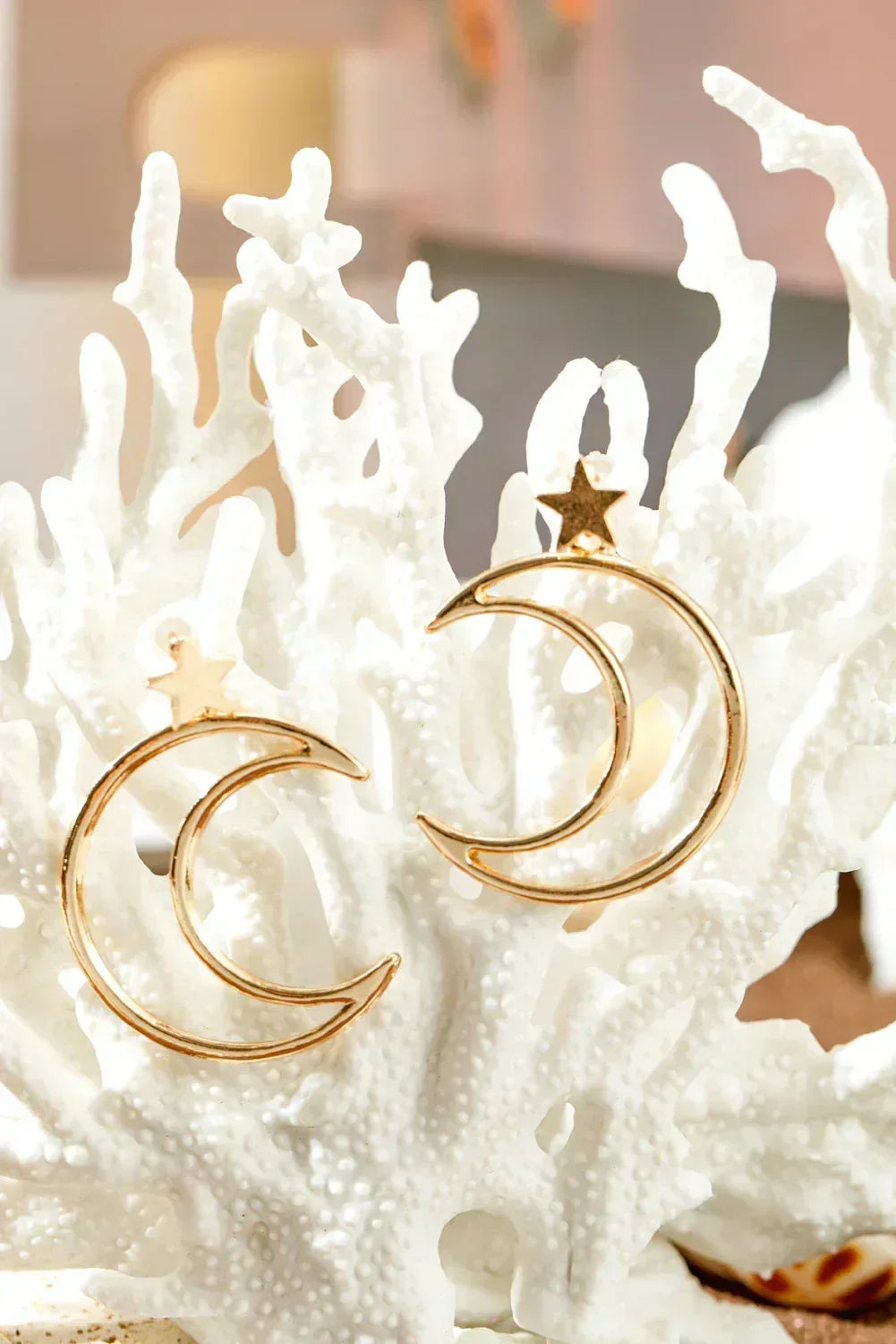 Gold Star & Moon Plated Alloy Earrings – Femstylo