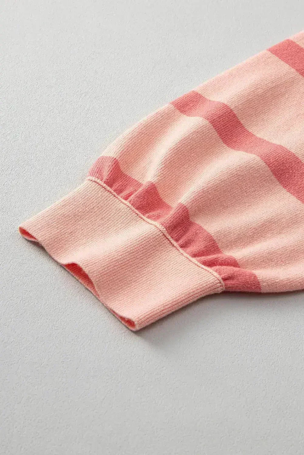Pink Striped Patchwork Drop Shoulder Sweater - Femstylo