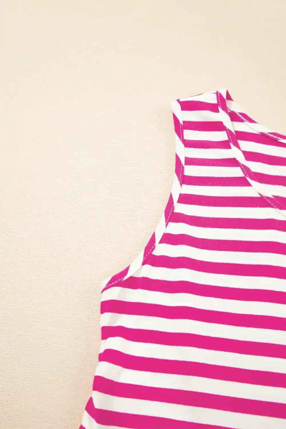 Black Stripe U Neck Sleeveless Loose Fit Mini Dress - Femstylo