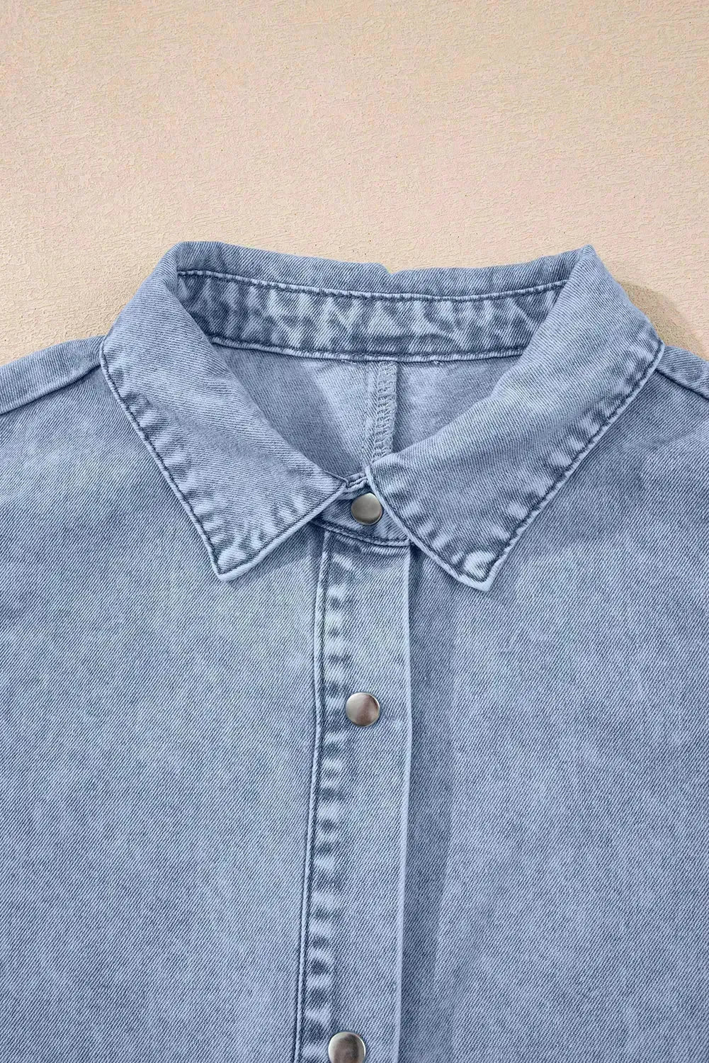 Beau Blue Ruffle Sleeve Button Down A-line Mini Denim Dress - Femstylo